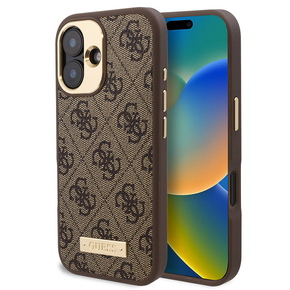 Guess iPhone 16 Orjinal Lisanslı Magsafe Şarj Özellikli PU 4G Desenli Metal Plaka Klasik Logolu Telefon Kılıfı - 9 Guess iPhone 16 Orjinal Lisanslı Magsafe Şarj Özellikli PU 4G Desenli Metal Plaka Klasik Logolu Telefon Kılıfı - 9